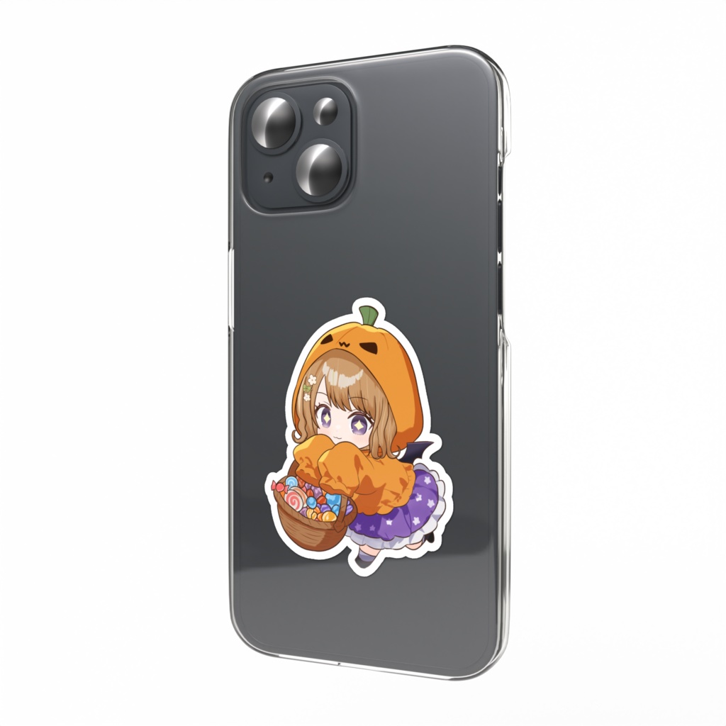 【ハロウィン限定】かぼちゃパーカースマホステッカー6.5×5.5cm