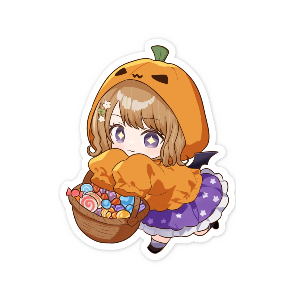 【ハロウィン限定】かぼちゃパーカースマホステッカー6.5×5.5cm