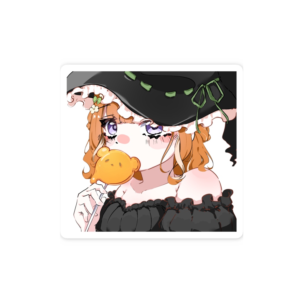 【ハロウィン限定】黒魔女スマホステッカー5.5×5.5cm
