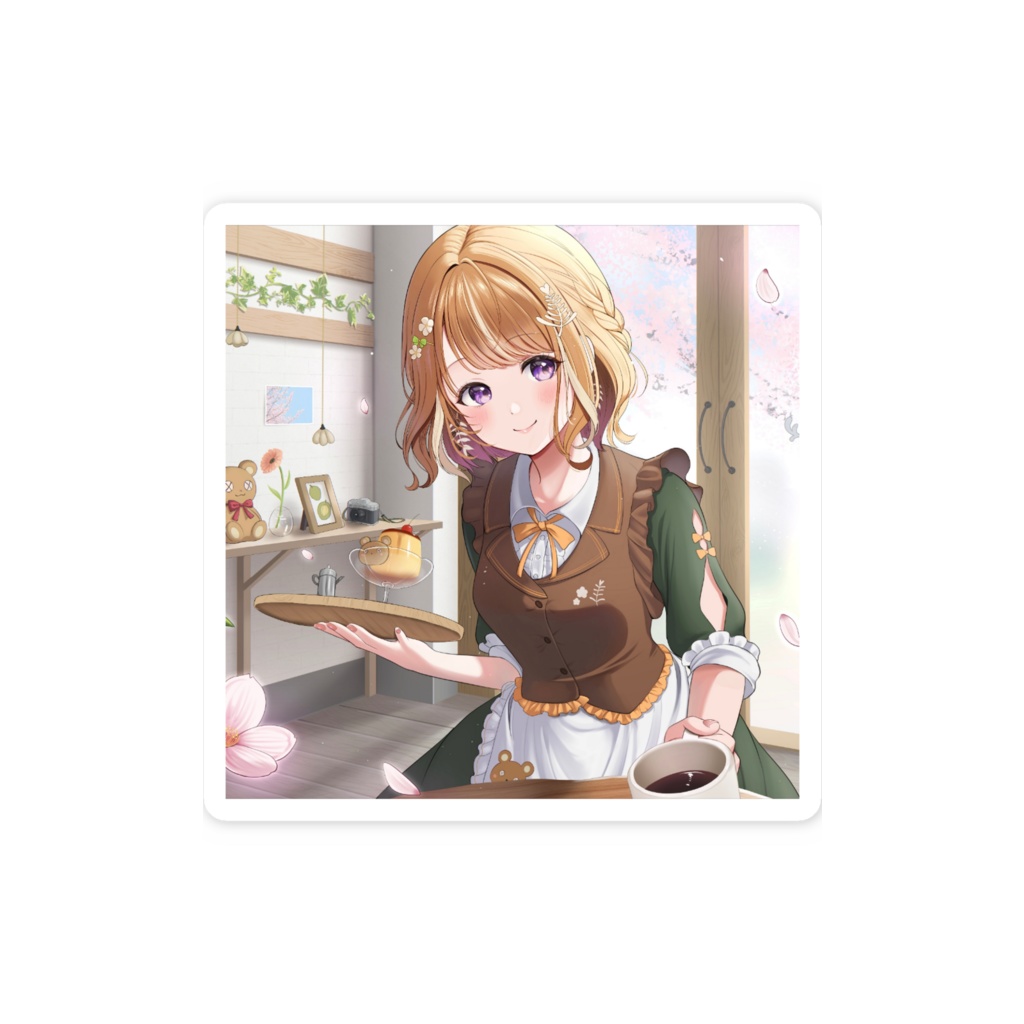 【3周年記念】カフェスマホステッカー(正方形口閉じ)