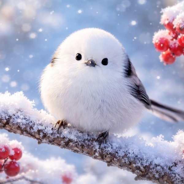 【無料フリーBGM】雪の妖精シマエナガはふわふわ(商用利用可)