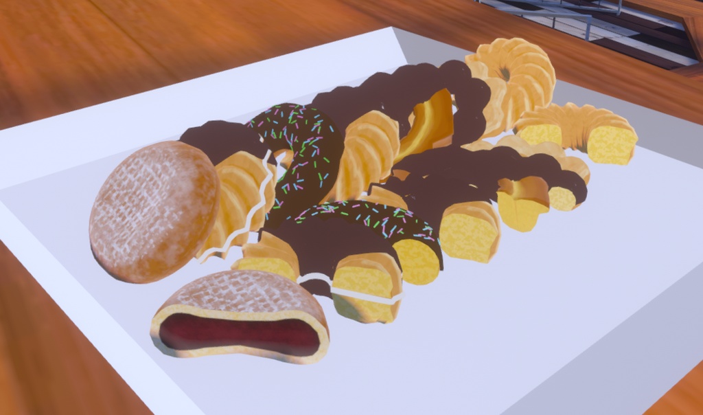 ドーナツ3Dモデル【8種(通常+食べかけ)16個!】