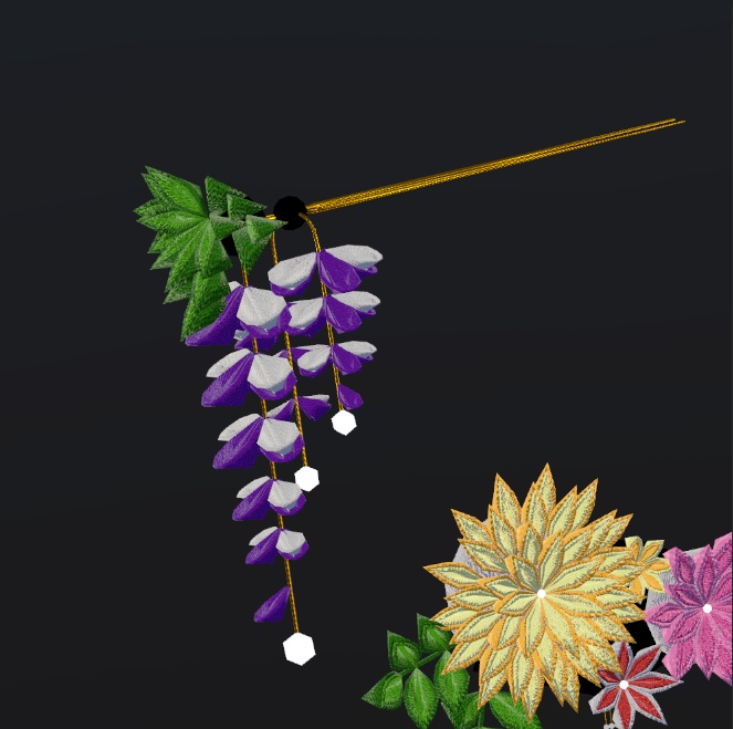 つまみ細工かんざし4点セット【Physbone設定済み】