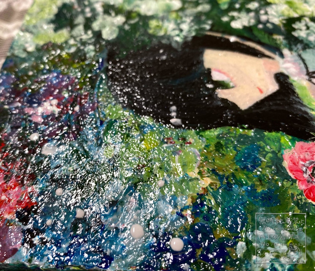 「庭園の少女」原画・アクリル画