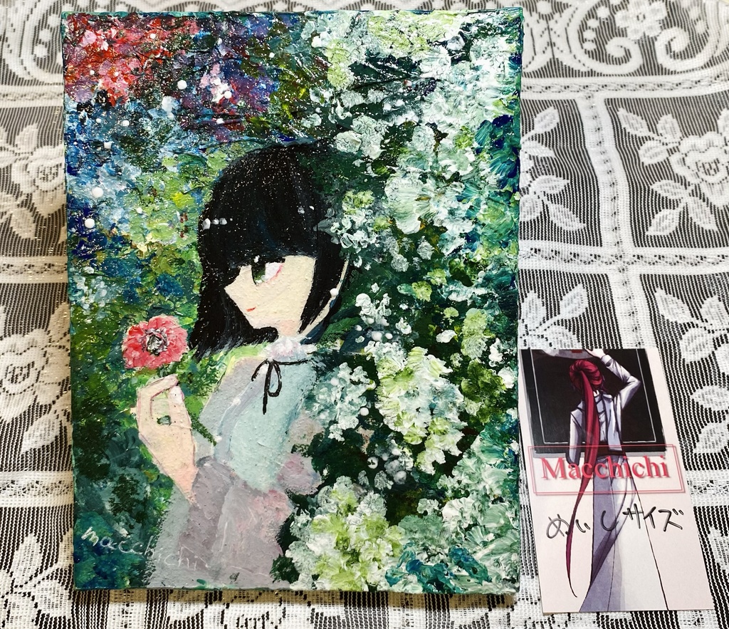 「庭園の少女」原画・アクリル画