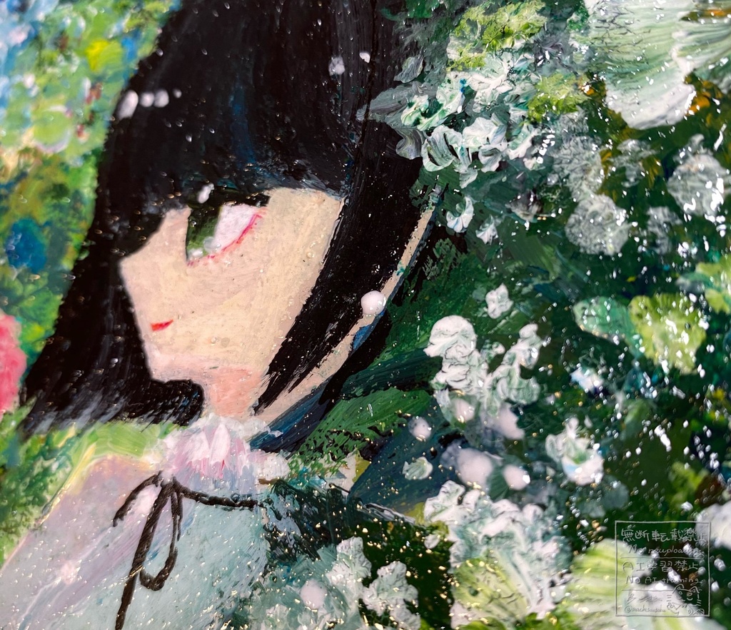 「庭園の少女」原画・アクリル画