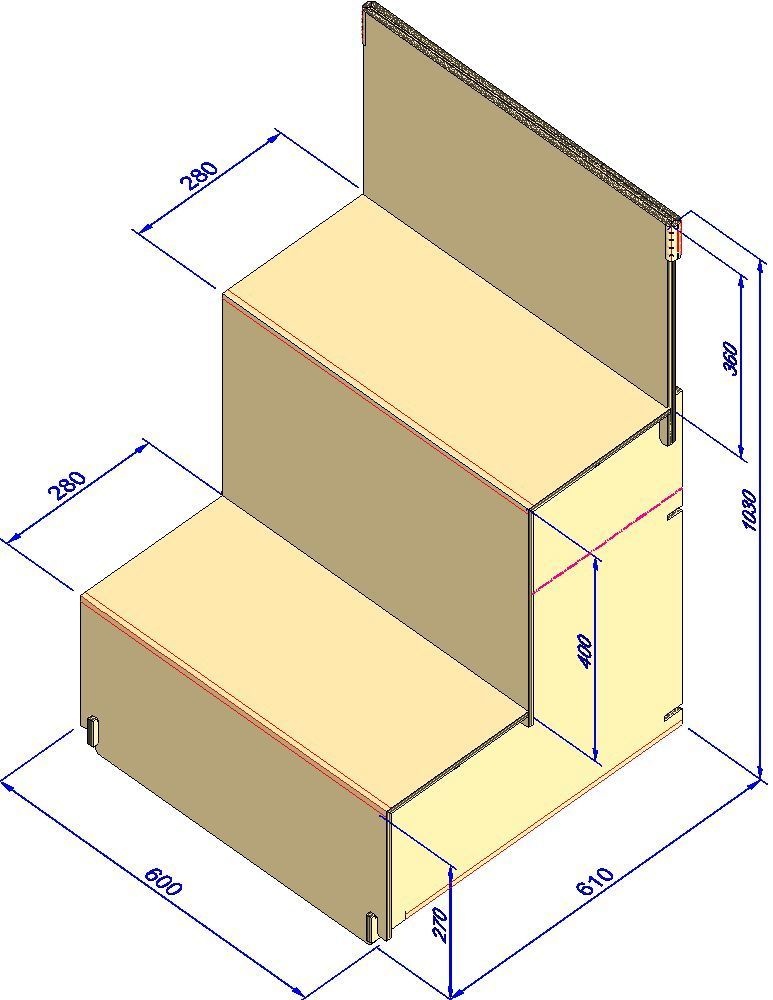 組立式展示台 はれのぶたい(大)2段 ナチュラルカラー(612)