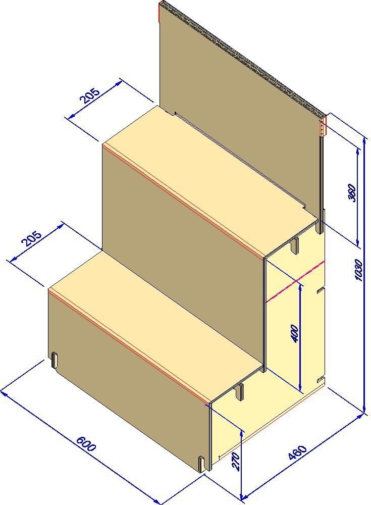 組立式展示台 はれのぶたい(中)2段 ナチュラルカラー(412)