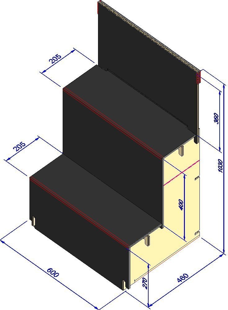 組立式展示台 はれのぶたい(中)2段 ホワイト/ブラック(402)