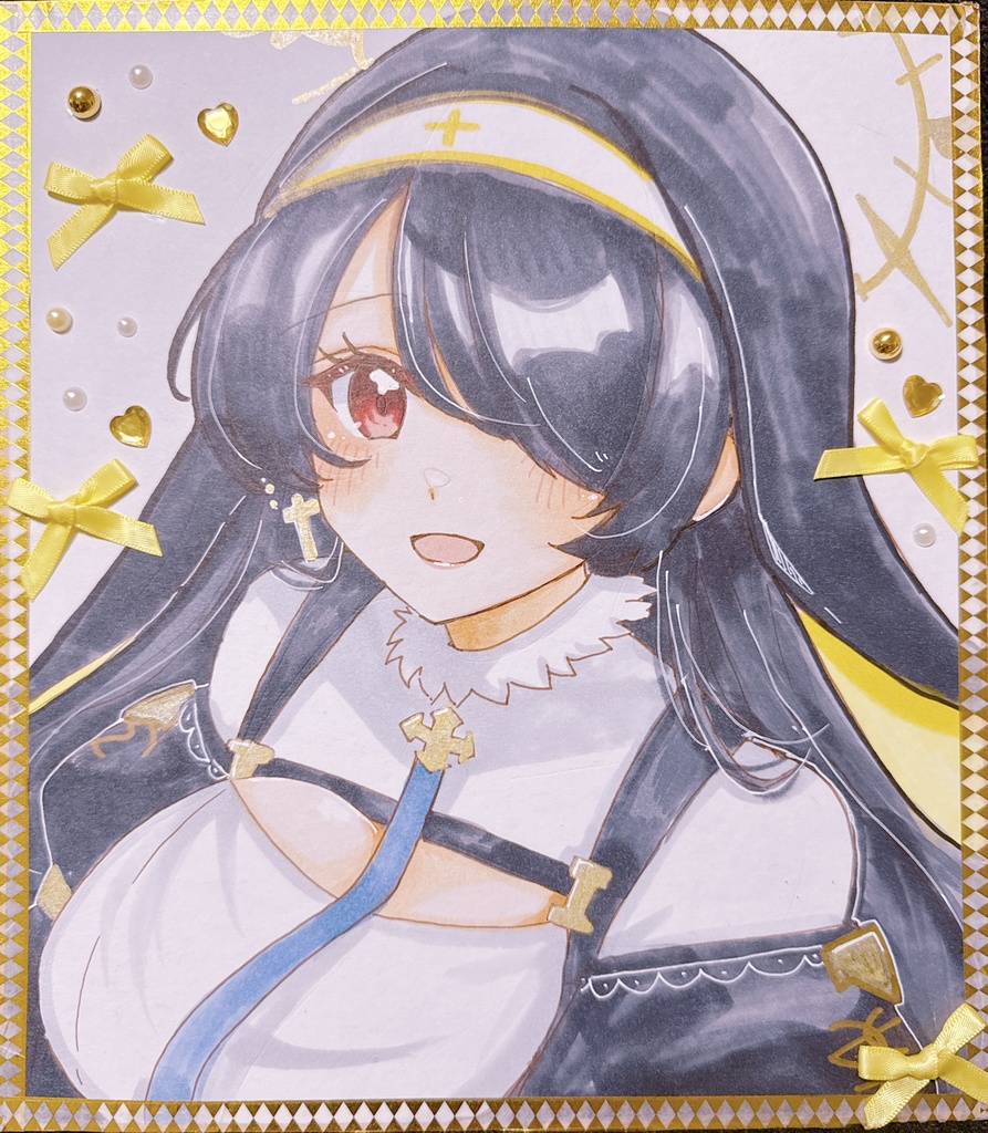 ブルアカ　ヒナタ直筆イラスト色紙