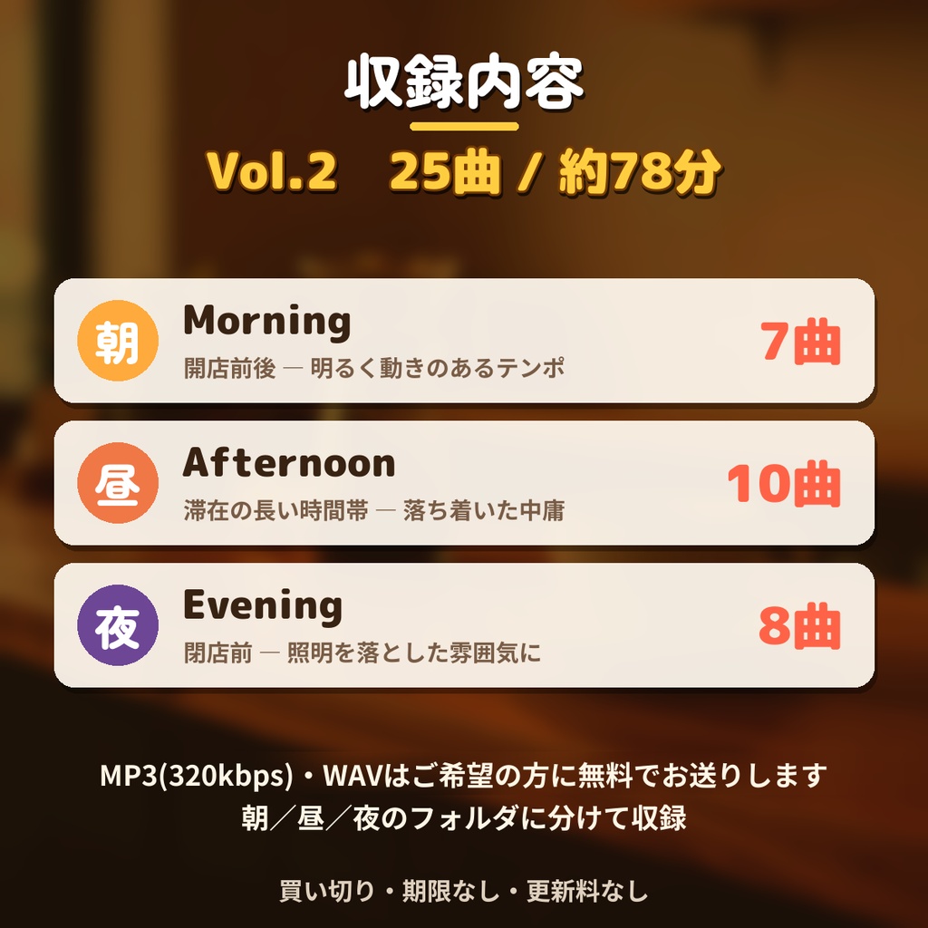 【著作権フリー・商用利用可】カフェ・ベーカリーの店内BGM 25曲78分 Vol.2 買い切り【シングル店舗】