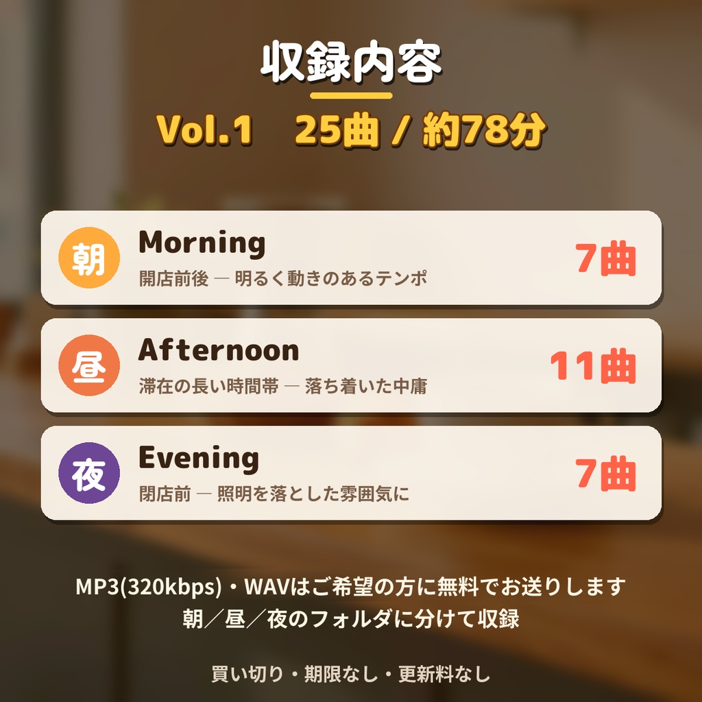 【著作権フリー・商用利用可】カフェ・ベーカリーの店内BGM 50曲156分 Vol.1+Vol.2セット【シングル店舗】