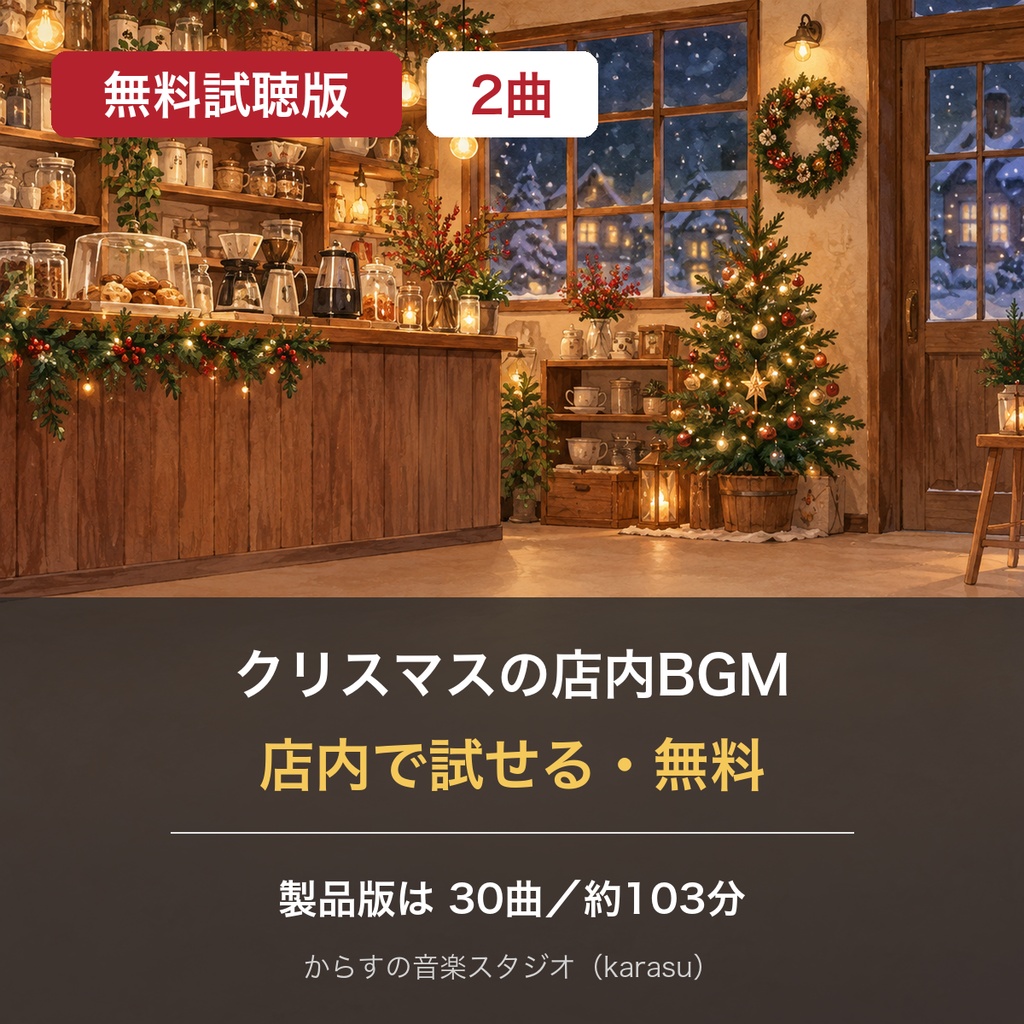 【無料・店舗で使える】クリスマスの店内BGM 試聴版2曲(お試し)