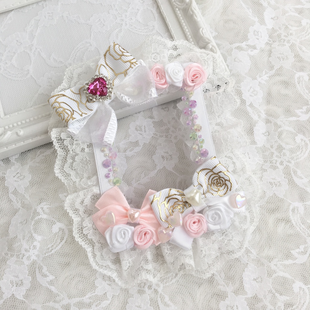 (送料込) 硬質ケースデコ 白×ピンク系