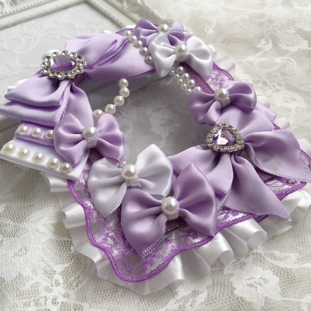 (送料込) 硬質ケースデコ 紫×白