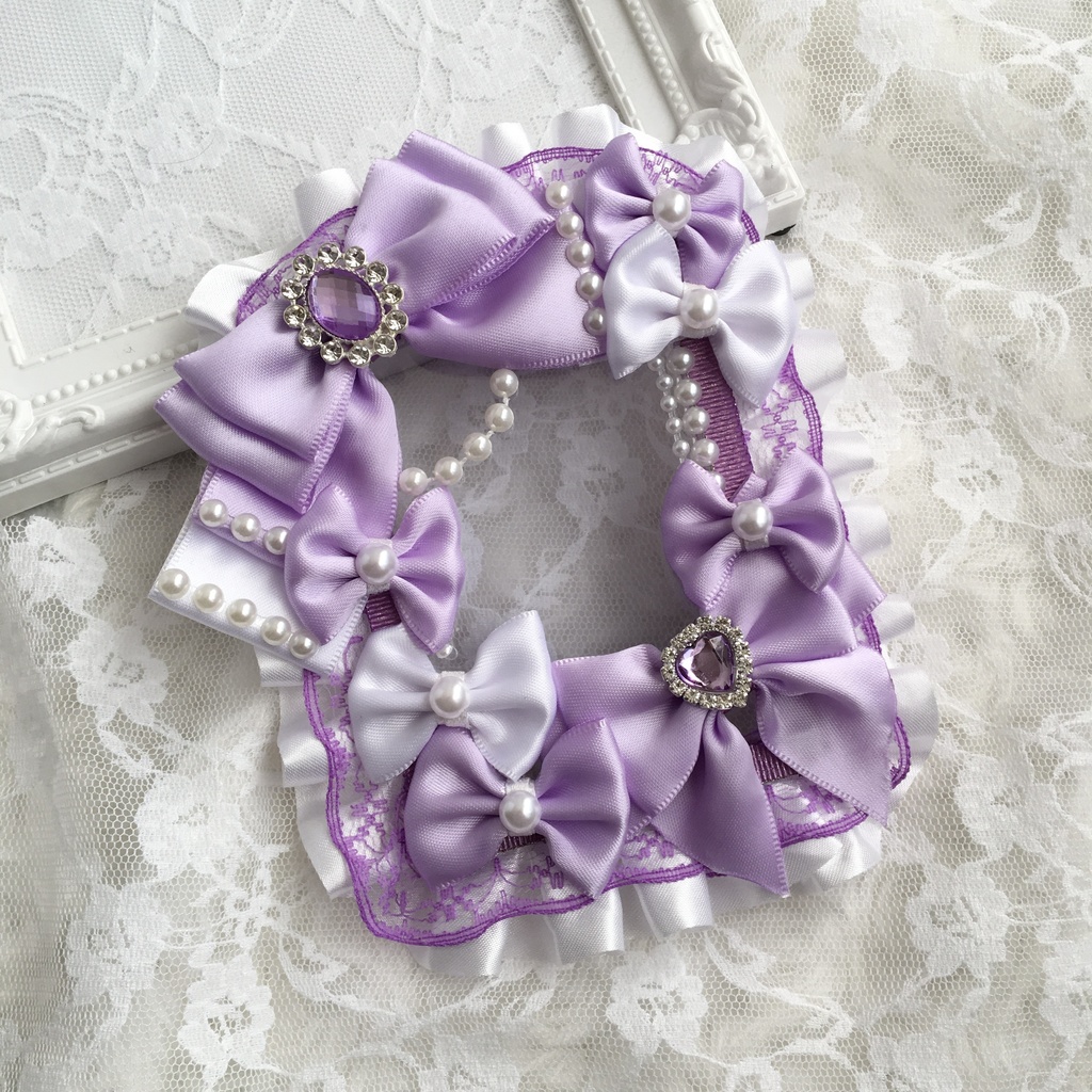 (送料込) 硬質ケースデコ 紫×白