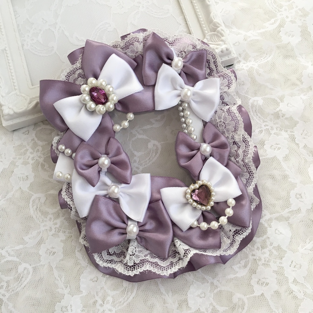 (送料込み) 硬質ケースデコ くすみパープル×ホワイト