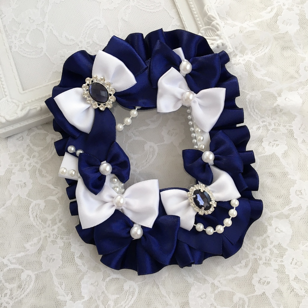 (送料込み) 硬質ケースデコ ネイビー×ホワイト