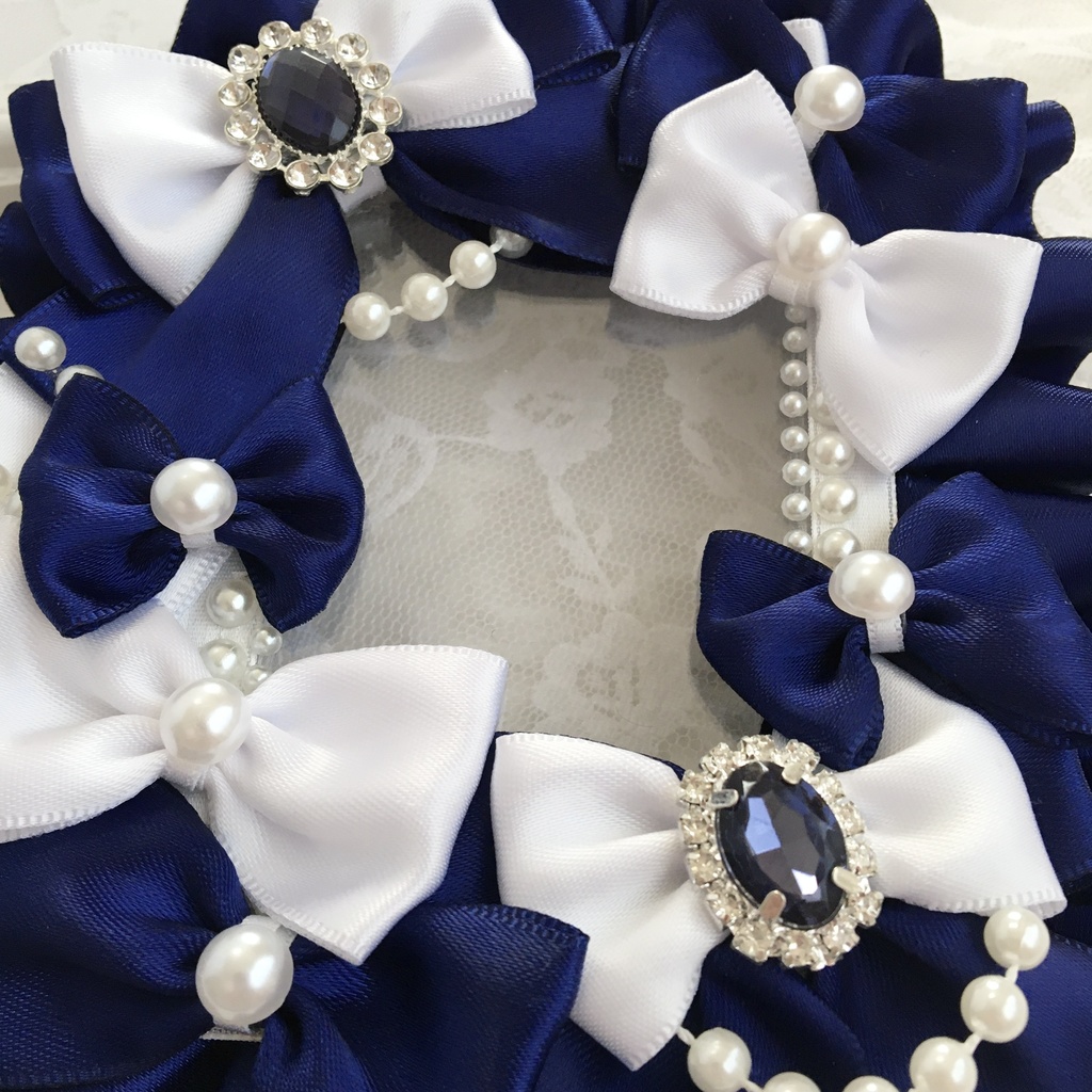 (送料込み) 硬質ケースデコ ネイビー×ホワイト