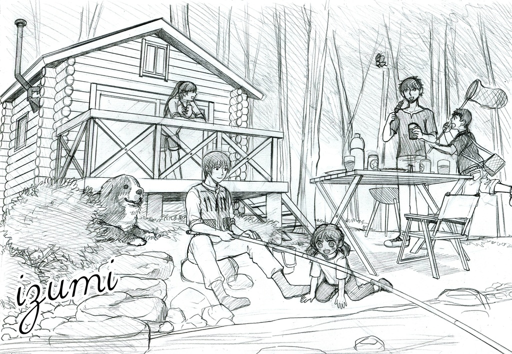 アナログイラストのオーダーメイド モノクロ