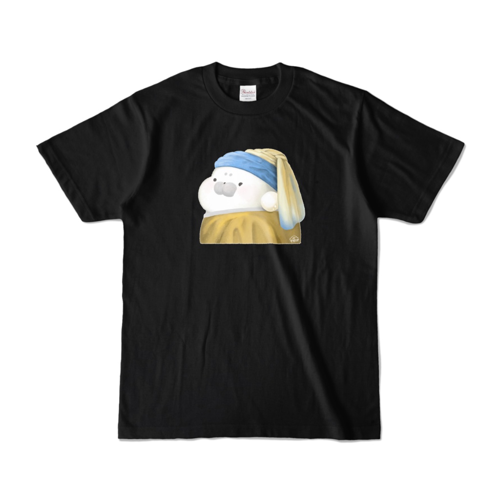 真珠の耳飾りのもちたぷあざらしTシャツ