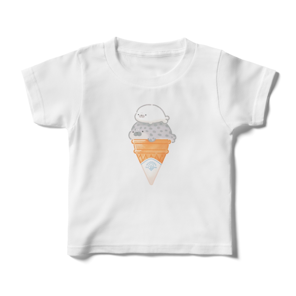 もちたぷあざらしダブルアイスクリーム(キッズTシャツ)
