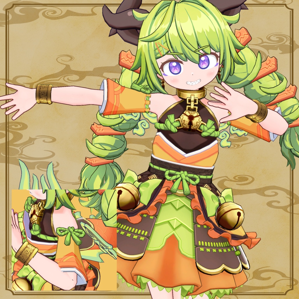 超絶御利益大明神「ここのつさま」オリジナル3Dモデル