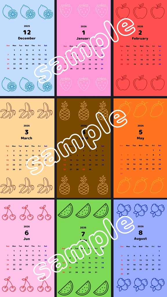 2026年 スマホ壁紙カレンダー(全13ヶ月セット iPhone/Android対応)|Mon Calme