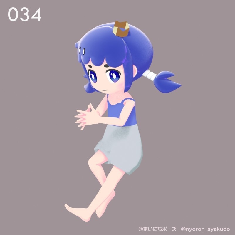 まいにちポーズ【028-034】お座りポーズ集|3Dポーズ(Humanoid対応)