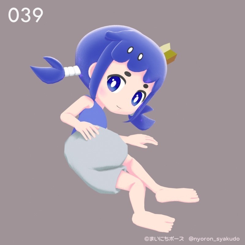 まいにちポーズ【035-041】寝そべりポーズ集|3Dポーズ(Humanoid対応)