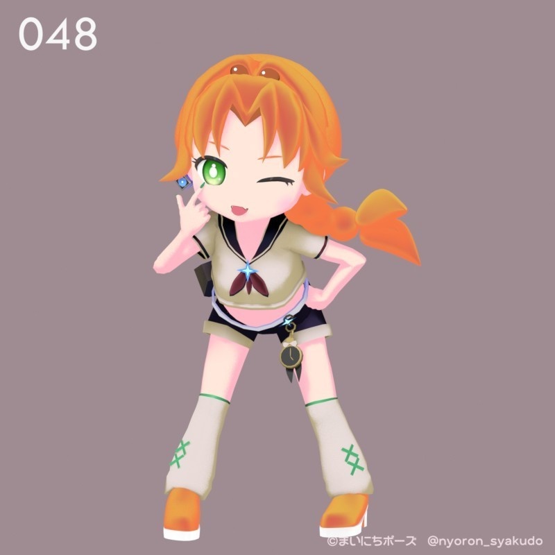 まいにちポーズ【042-048】ギャルっ子ポーズ集|3Dポーズ(Humanoid対応)