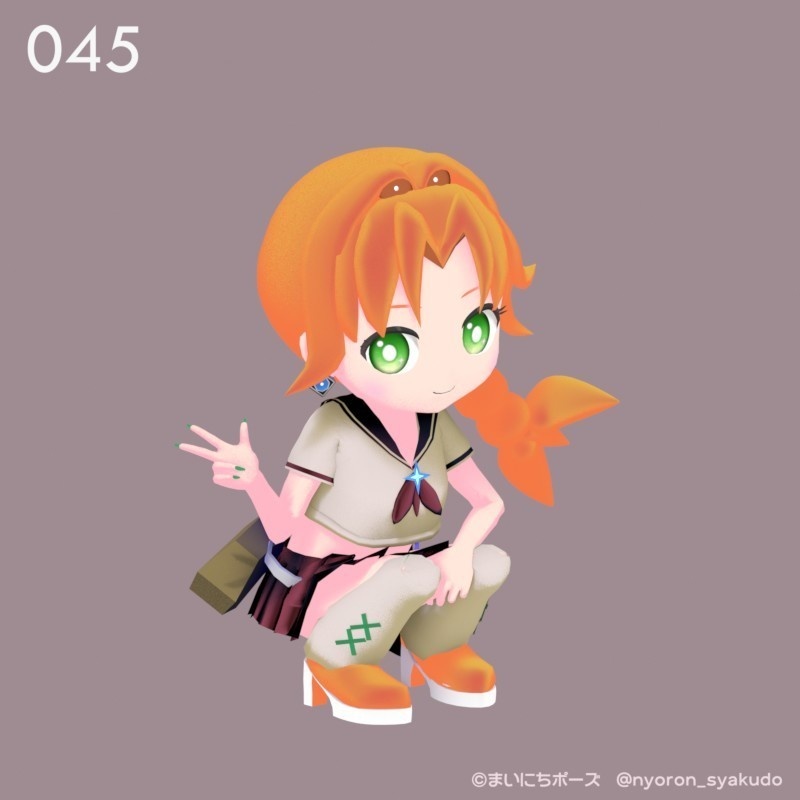 まいにちポーズ【042-048】ギャルっ子ポーズ集|3Dポーズ(Humanoid対応)