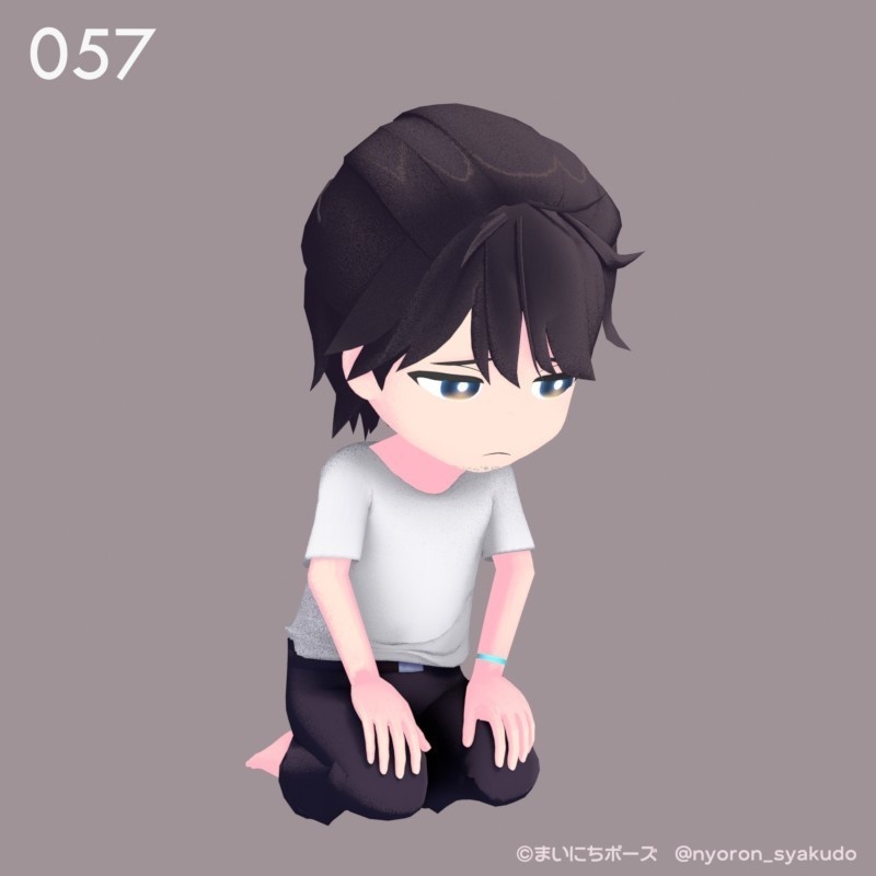 まいにちポーズ【056-060】不機嫌ポーズ集|3Dポーズ(Humanoid対応)