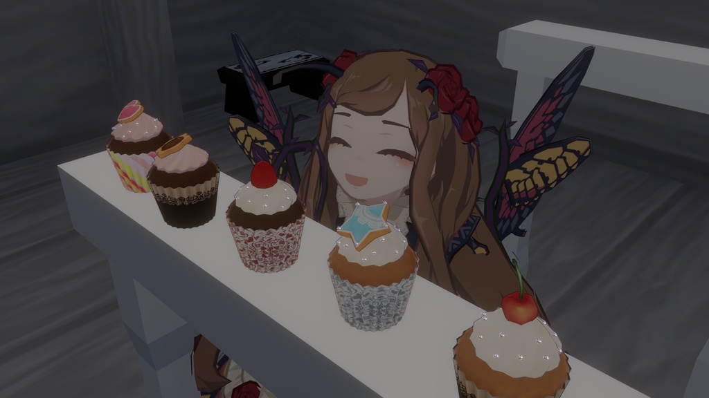 雑なデコレーションカップケーキ