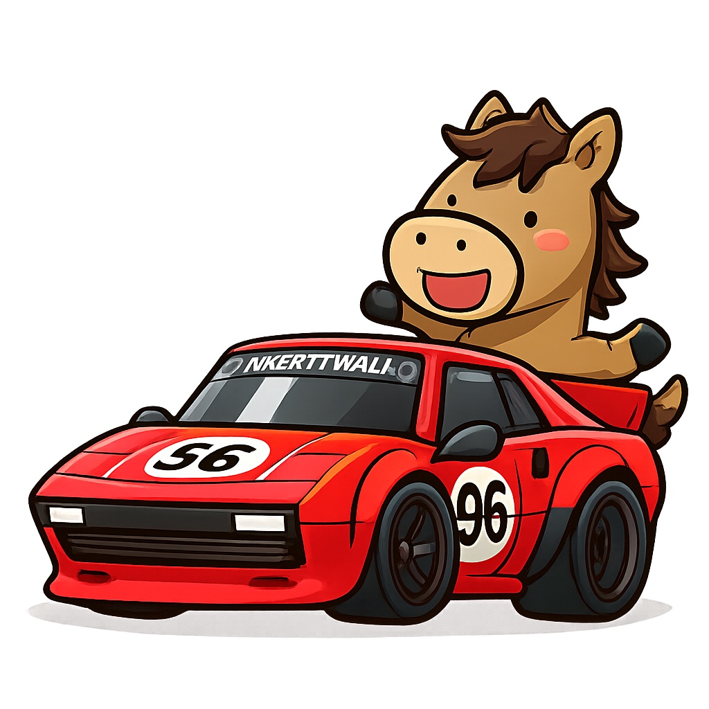 LBWフェラーリ308GT深スポーツカーと馬のコラボ画像