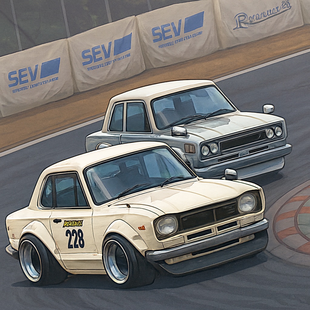 再構築オリジナル旧車がドリフトしてる風景