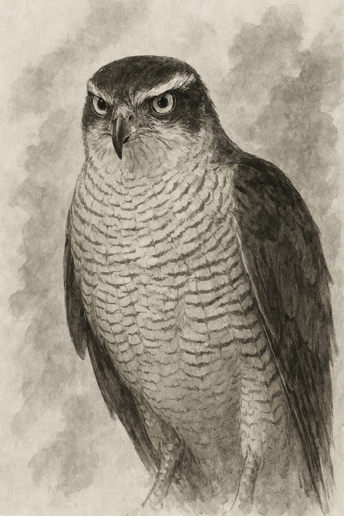 動物シリーズNo.4再構築オリジナル水墨画風猛禽類