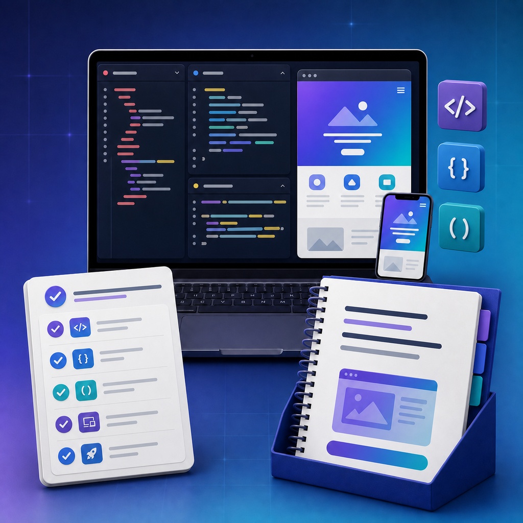 AIで学ぶWeb制作スターターキット|完成コード5本+AIレビュー用プロンプト30選