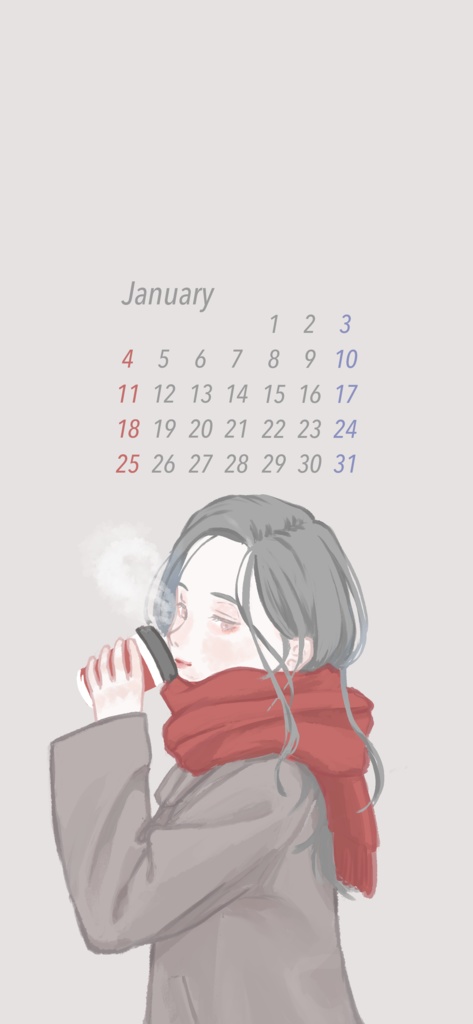 2026年1月カレンダー latte×girls No.01 “カフェラテ”