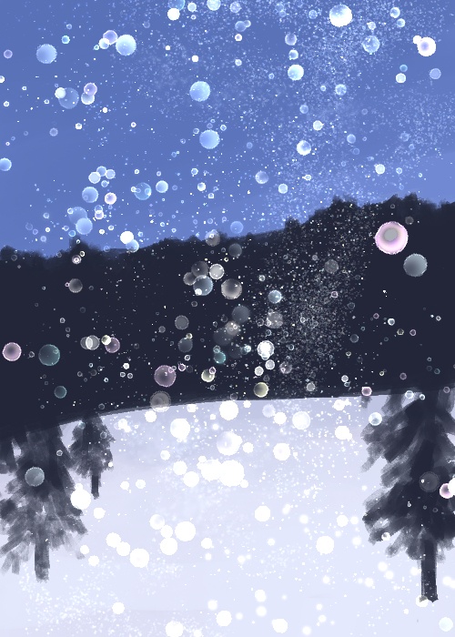 覆い焼き(発光)でダイヤモンドダストブラシ