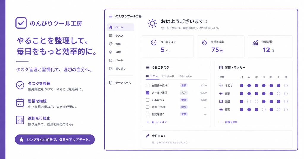 【Notionテンプレート】タスク＆習慣管理 完全セット｜自動化スクリプト付き