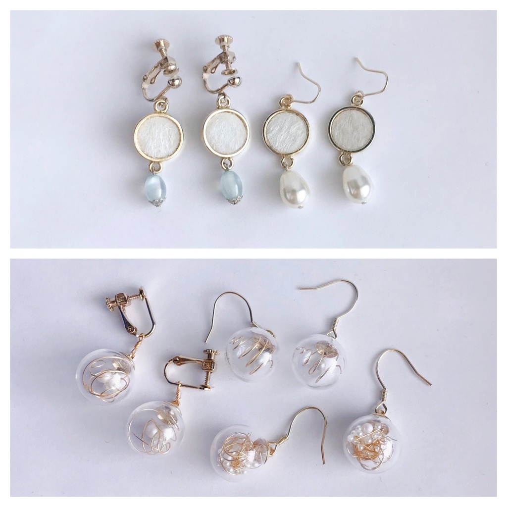 数量限定【オリジナル】ビーズとゴールドのイヤーアクセ