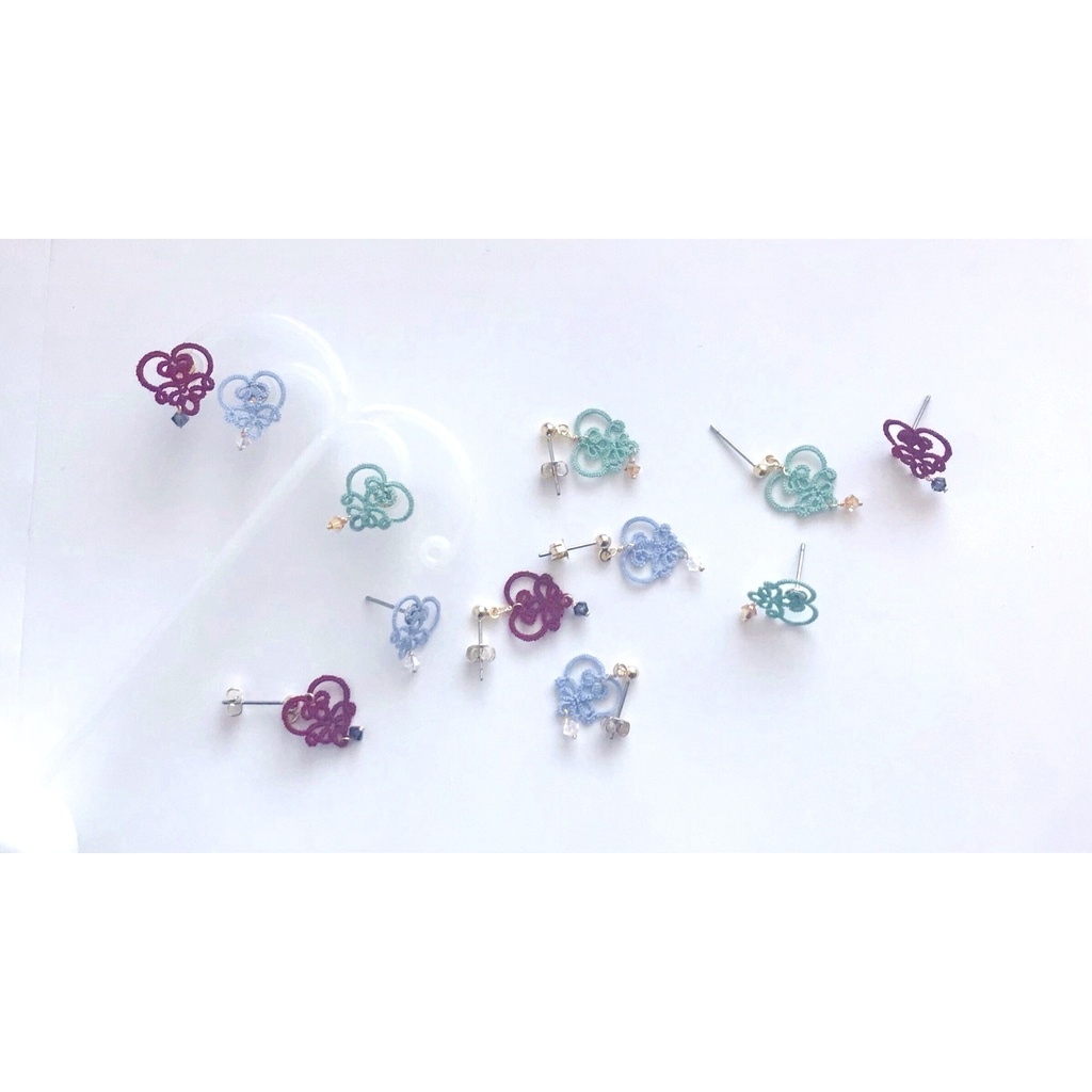 オオサカの小さなハートのレースイヤーアクセ