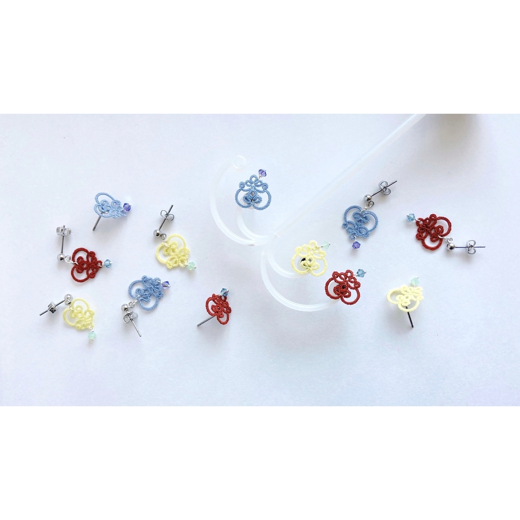 シンジュクの小さなハートのレースイヤーアクセ