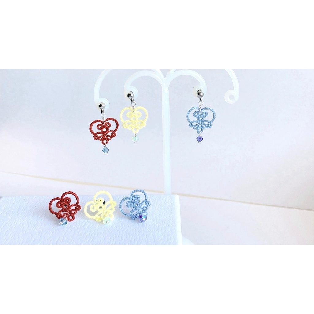 シンジュクの小さなハートのレースイヤーアクセ