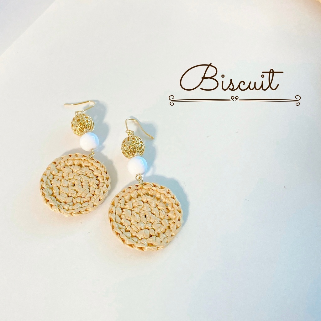 ラフィアイヤーアクセ