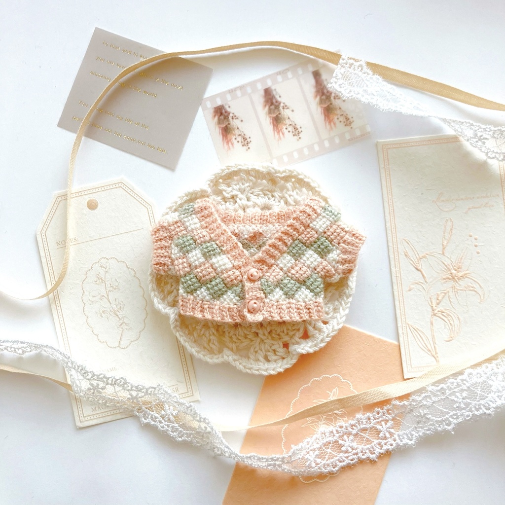 ダイヤ柄ニットカーディガン