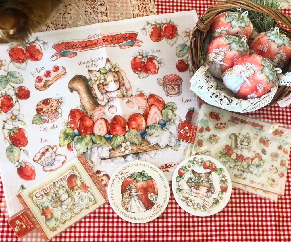 いちご畑の吸水石コースター