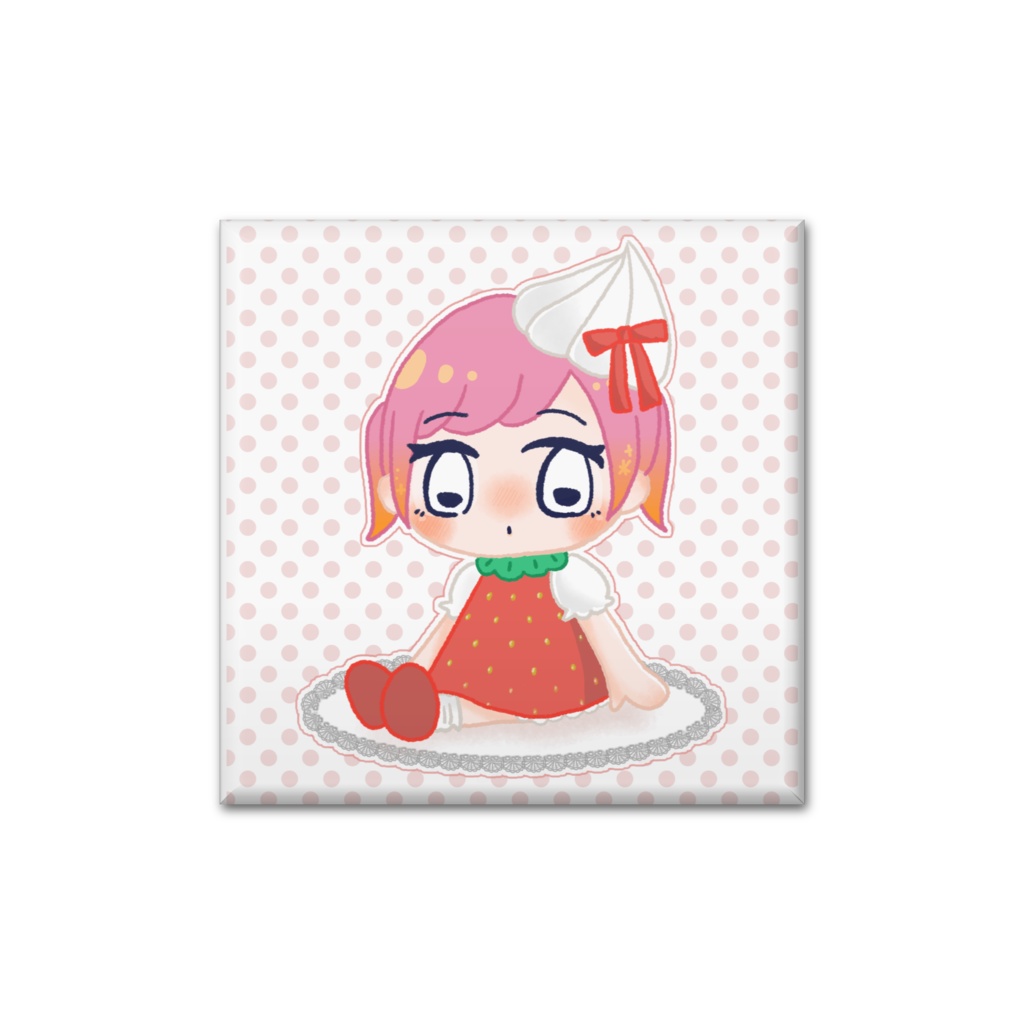 【缶バッジ】ぴょんことケーキの上のイチゴ