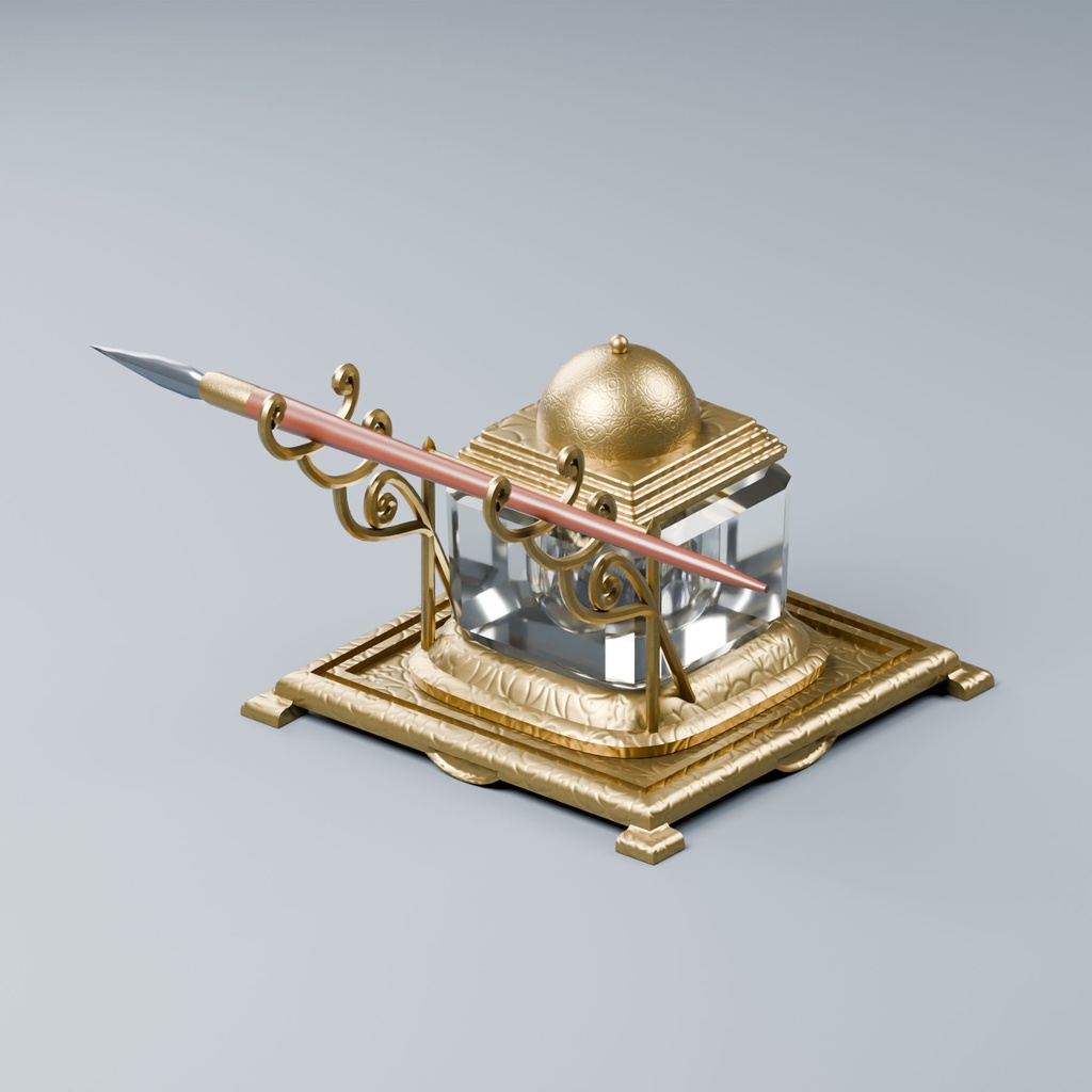 【3Dモデル】アンティーク筆記具セット